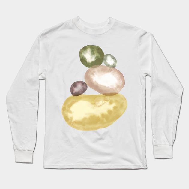 Watercolor balancing stones Long Sleeve T-Shirt by WhalesWay